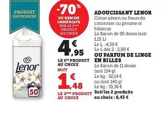 Super U Adoucissant lenor ou parfum de linge en billes offre