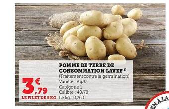 Super U Pomme de terre de consommation lavée offre