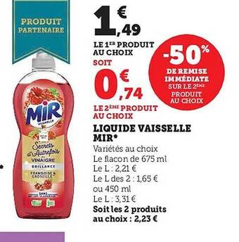 Super U Liquide vaisselle mir offre