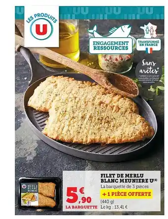 Super U Filet de merlu blanc meunière u offre
