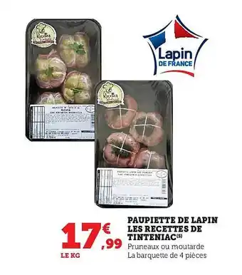Super U Paupiette de lapin les recettes de tinteniac offre