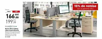 Top Office Bureau l80 cm plateau chêne et pied anthracite burocean offre