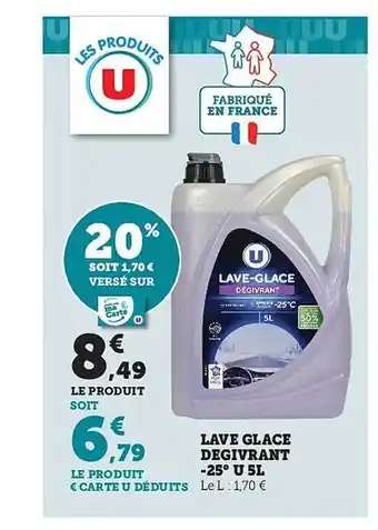 Super U Lave glace dégivrant -25° u 5l offre