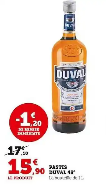 Pastis duval 45°