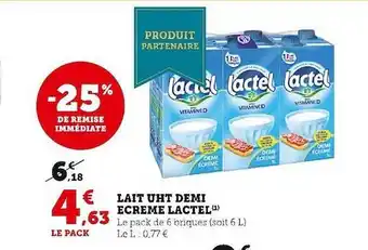 U Express Lait uht demi écrémé lactel offre