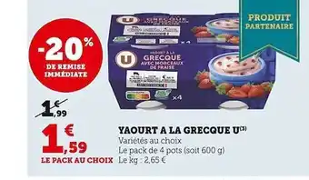U Express Yaourt à la grecque u offre