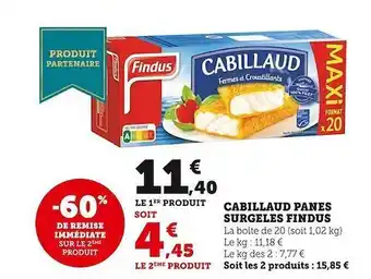 U Express Cabillaud panés surgelés findus offre