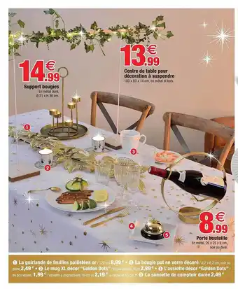 Bazarland Support bougies, centre de table pour décoration à suspendre, porte bouteille offre