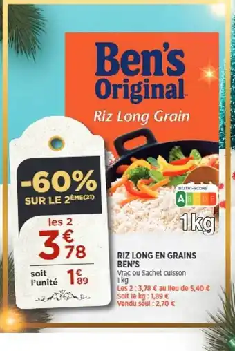 Bi1 Riz long en grains ben's original offre