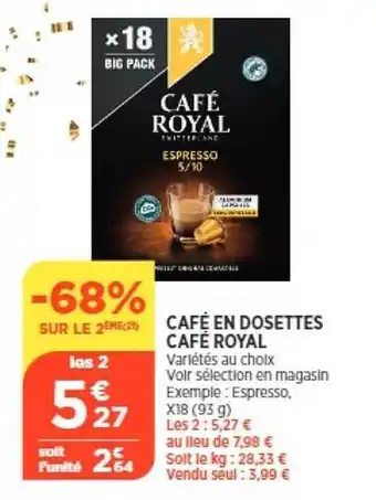 Bi1 Café en dosettes café royal offre