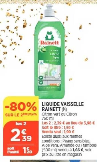 Bi1 Liquide vaisselle rainett offre