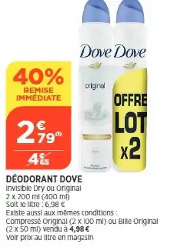 Bi1 Déodorant dove offre