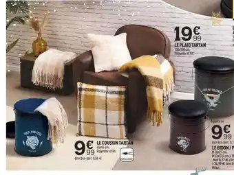 Centrakor Le plaid tartan, le coussin tartan, le bidon-pouf offre