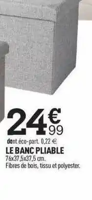 Centrakor Le banc pliable offre