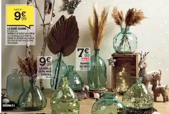 Centrakor La dame jeanne, la feuille de palmier éventail, pampas séchées offre
