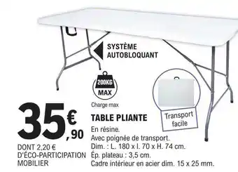 E.Leclerc Brico Table pliante offre