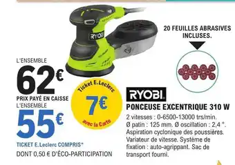 E.Leclerc Brico Ponceuse excentrique 310 w ryobi offre