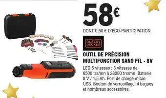 E.Leclerc Brico Outil de précision multifonction sans fil - 8v black + decker offre