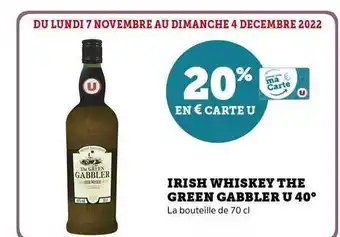 Irish whiskey the green gabbler u 40°