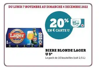 Hyper U Bière blonde lager u 5° offre