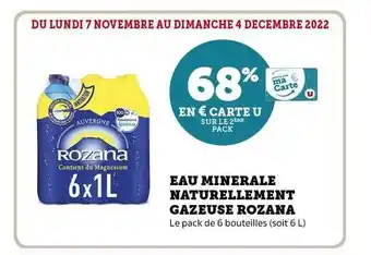 Hyper U Eau minérale naturellement gazeuse rozana offre