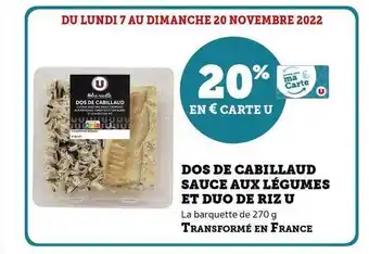 Hyper U Dos de cabillaud sauce aux légumes et duo de riz u offre