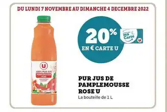 Hyper U Pur jus de pamplemousse rose u offre