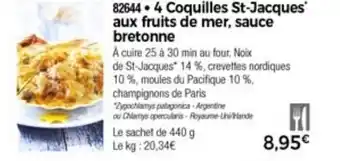 Thiriet 4 Coquilles st-jacques aux fruits de mer, sauce bretonne offre