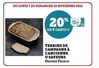 Hyper U Terrine de campagne à l'ancienne u saveurs offre