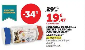Hyper U Foie gras de canard entier offre