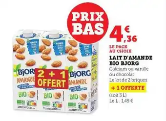 Hyper U Lait d'amande bio bjorg offre