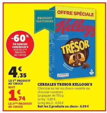 Hyper U Céréales trésor kellogg's offre