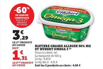 Hyper U Matière grasse allégée 50% mg st hubert oméga 3 offre