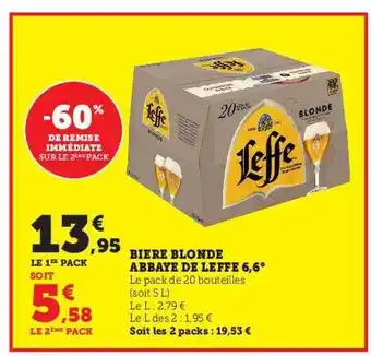 Hyper U Bière blonde abbaye de leffe 6,6° offre
