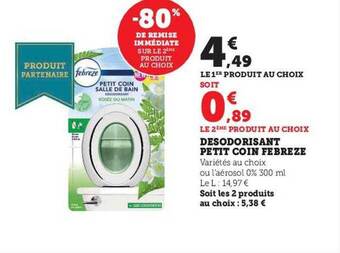 Hyper U Désodorisant petit coin febrèze offre