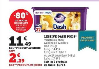 Hyper U Lessive dash pods offre