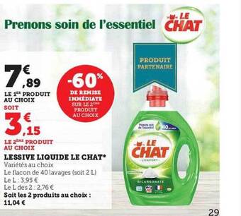 Hyper U Lessive liquide le chat offre