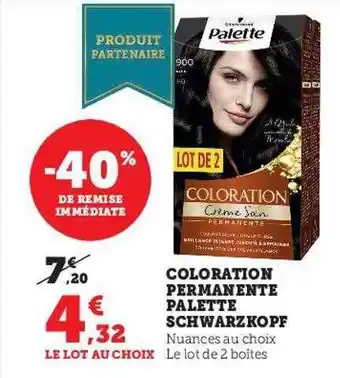 Hyper U Coloration permanente palette schwarzkopf offre
