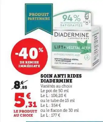 Hyper U Soin anti rides diadermine offre