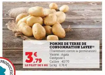 Hyper U Pomme de terre de consommation lavée offre