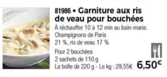 Thiriet Garniture aux ris de veau pour bouchées offre
