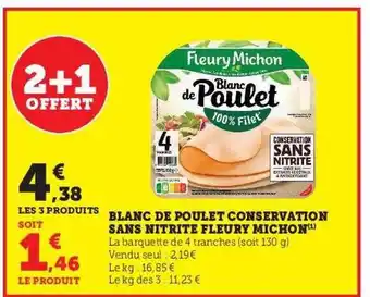 Hyper U Blanc de poulet conservation sans nitrite fleury michon offre