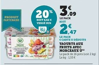 Hyper U Yaourts aux fruits avec morceaux u offre