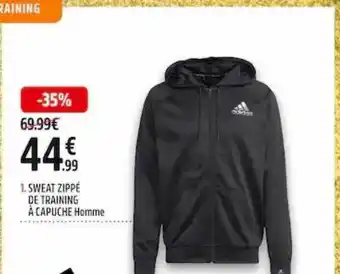Intersport Sweat zippé de training à capuche homme adidas offre