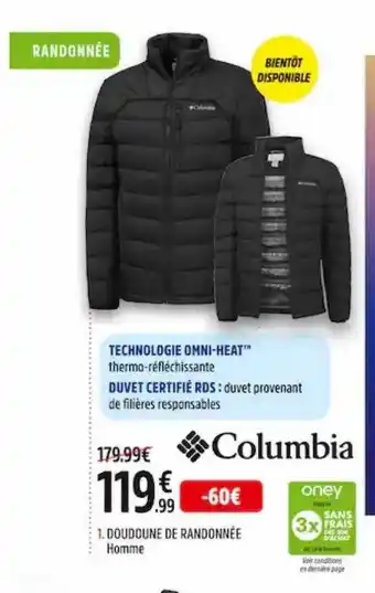 Intersport Doudoune de randonnée homme columbia offre
