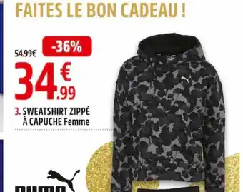 Intersport Sweatshirt zippé à capuche femme puma offre