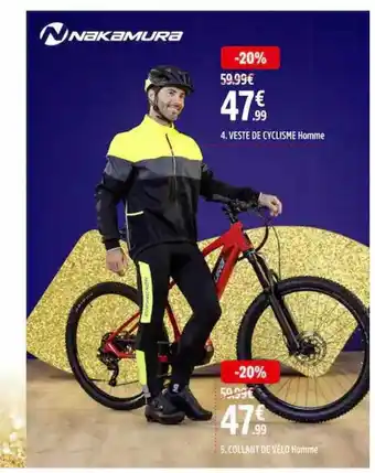 Intersport Veste de cyclisme homme nakamura, collant de vélo homme nakamura offre