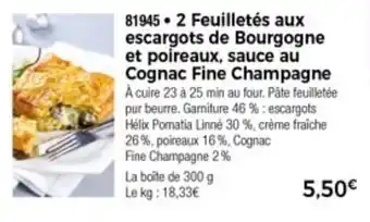 Thiriet 2 Feuilletés aux escargots de bourgogne offre