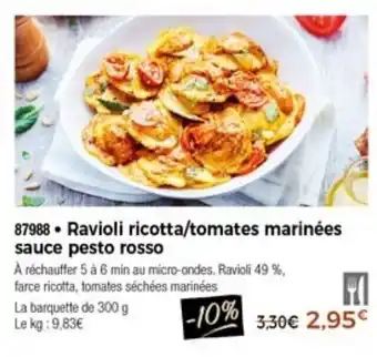 Thiriet Ravioli ricotta/tomates marinées sauce pesto rosso offre