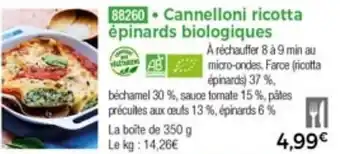 Thiriet Cannelloni ricotta épinards biologiques offre
